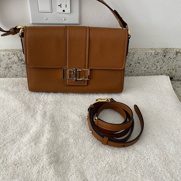 Ralph Lauren Brown Pebbled Leather Shoulder and Crossbody Bag. 10x7x2 - Picture 2 of 7